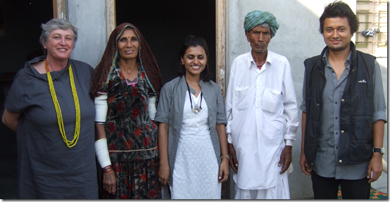 Marian Hosking with Babera-Benn and staff of Kala Raksha in Sumrasar Sheikh village