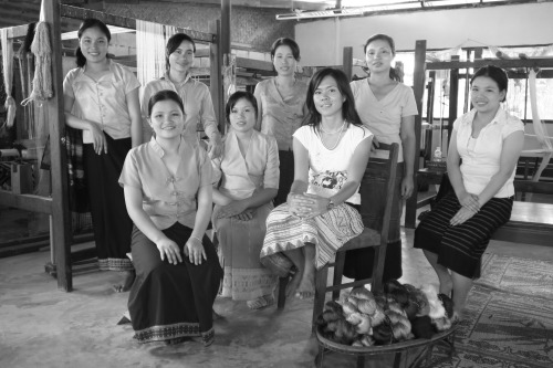 Samorn Sanixay with weavers in her Laos workshop