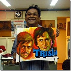 Bollywood artist, Balkrishn, with his Zaishu panel