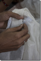 Chikankari artisan making fine stitches, a rarity these days, Delhi